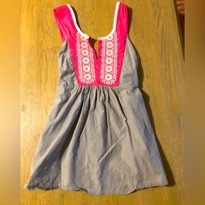 Odd Molly Anthropologie Floral Embroidered Blouse Top Tunic Tie Gray Sz 1 Small